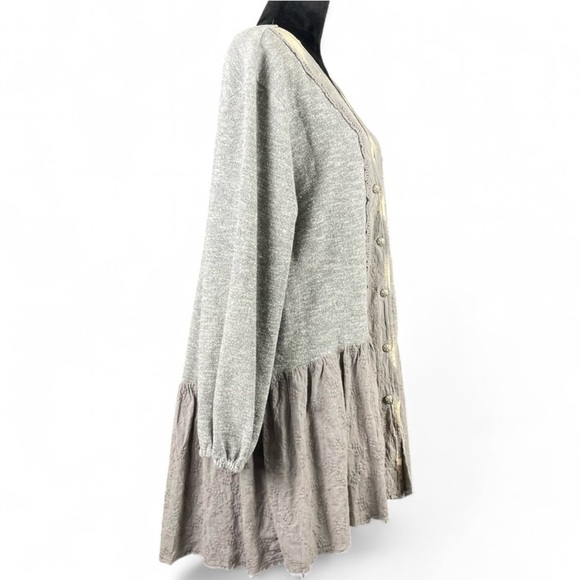 Jaded Gypsy Women’s S/M Magic Duster Worn Distressed Bleach Cottage Boho Gray - Picture 2 of 10